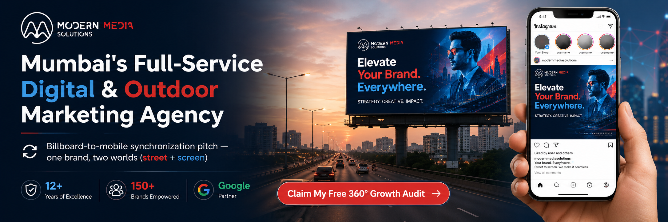 Modern Media Solutions omnichannel billboard and mobile campaign preview